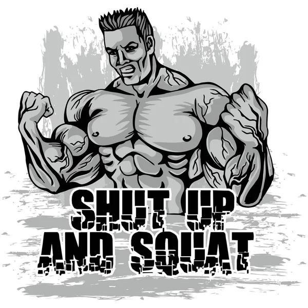 Motiverande Shirt Design Med Bodybuilder — Stock vektor