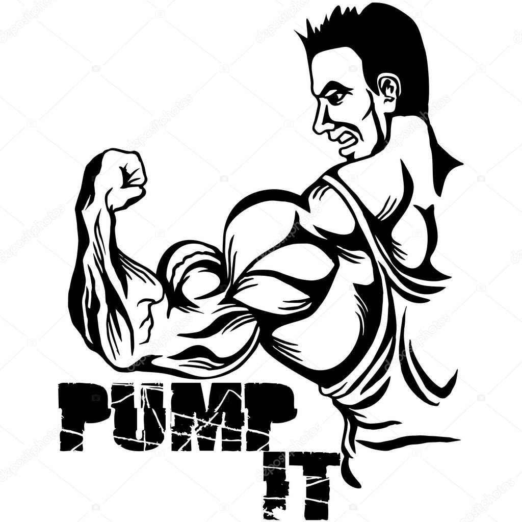 Motivational t shirt design with bodybuilder
