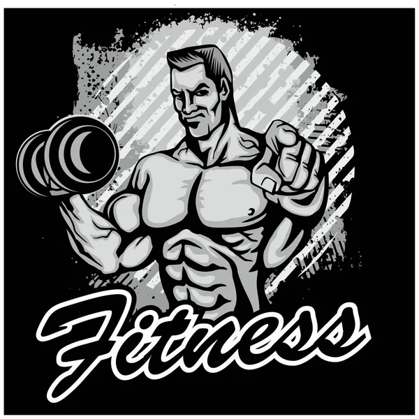 Motiverende Shirt Design Met Bodybuilder — Stockvector