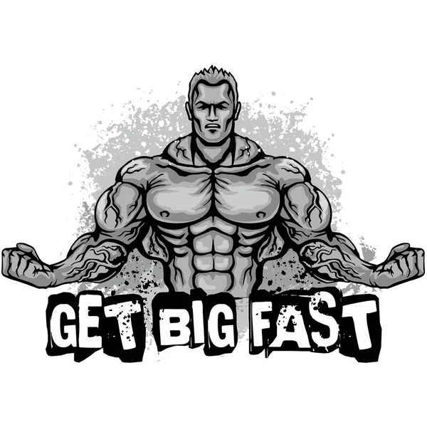 Motiverende Shirt Design Met Bodybuilder — Stockvector