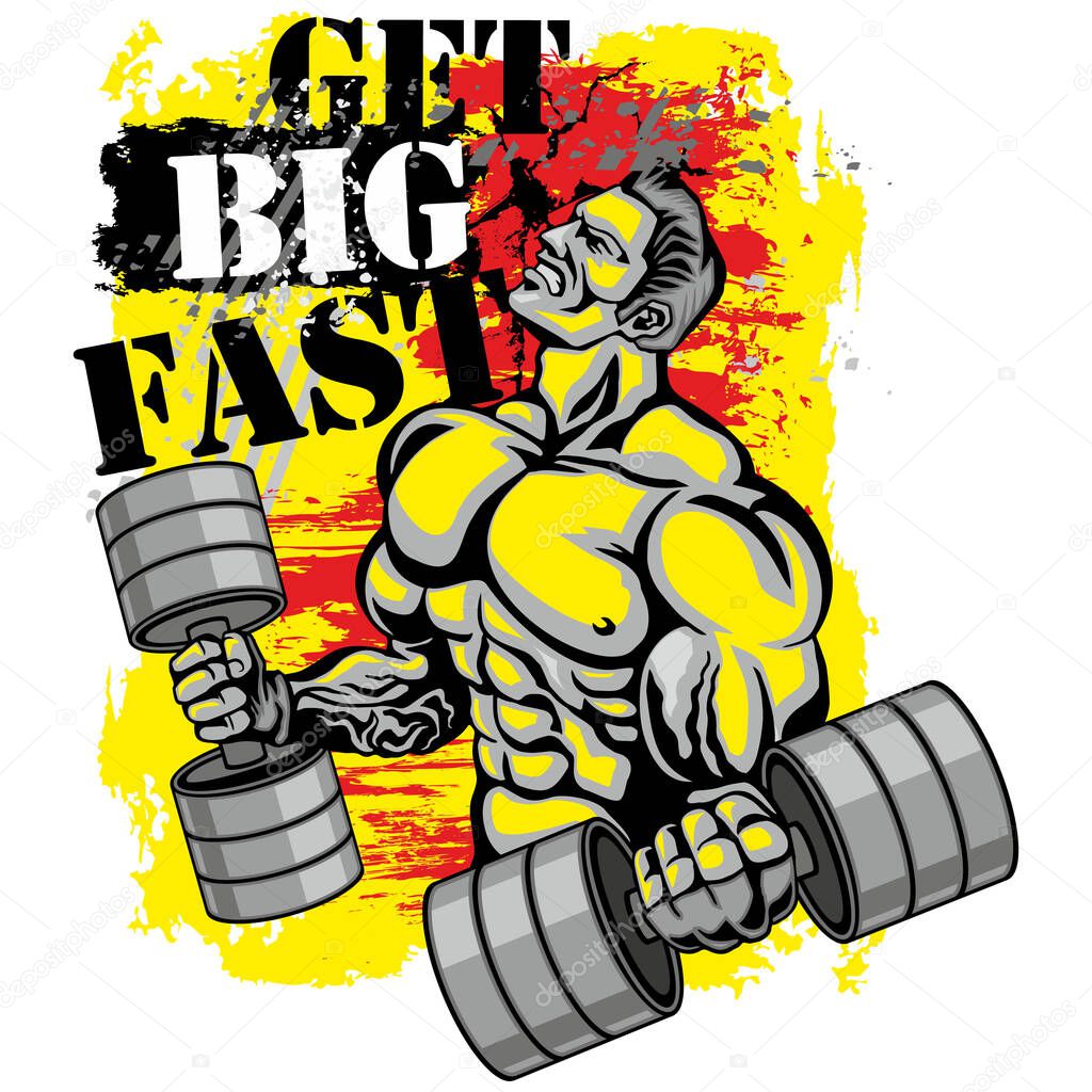 Motivational t shirt design with bodybuilder