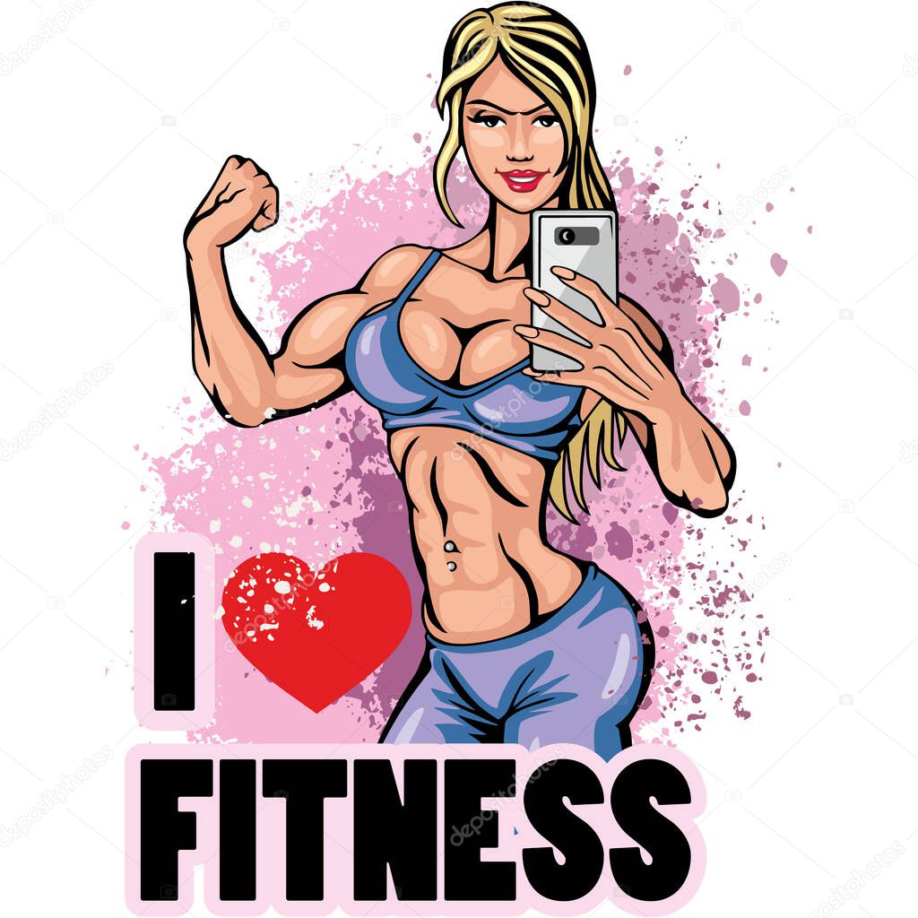 Motivational t shirt design with sexy fitness girl