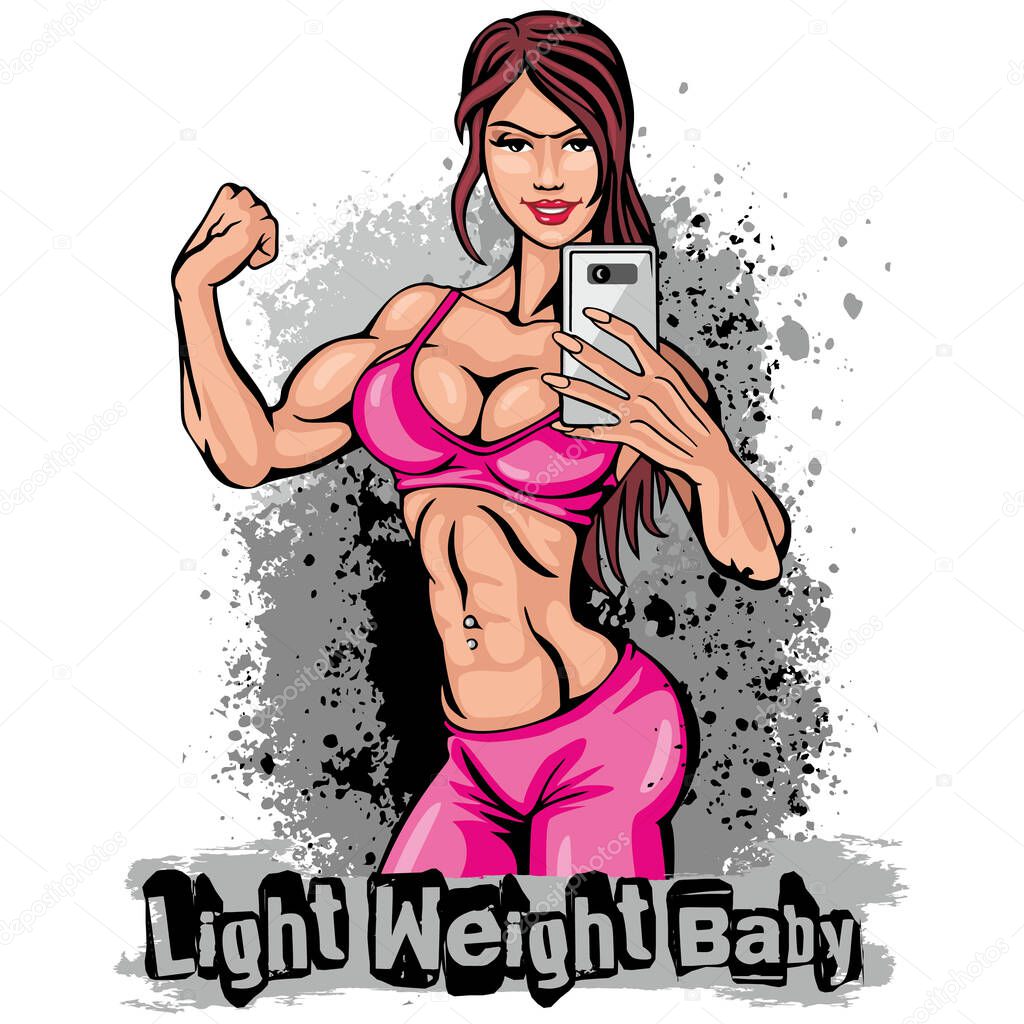 Motivational t shirt design with sexy fitness girl