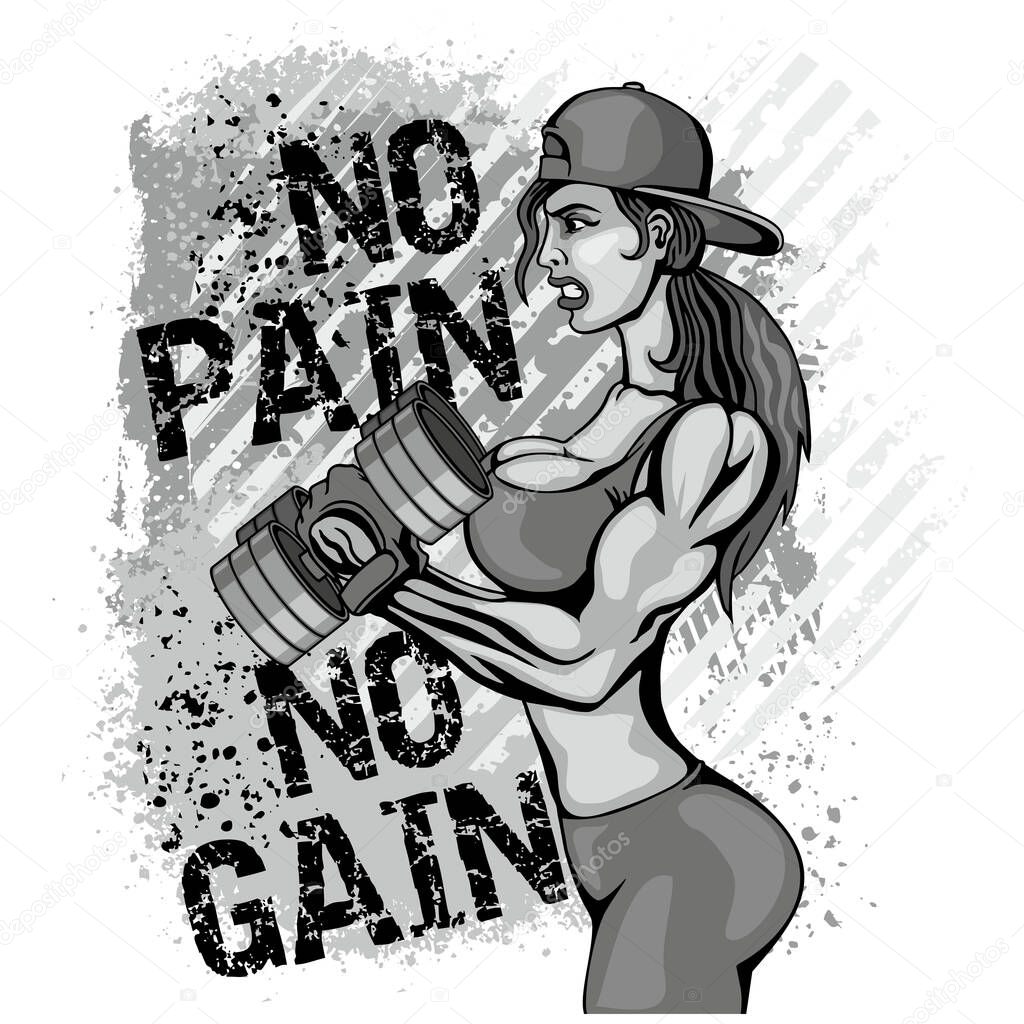 Motivational t shirt design with sexy fitness girl
