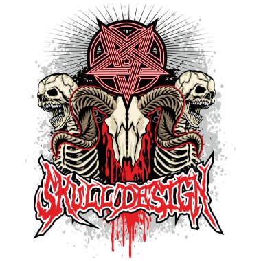 Kafatası ile gotik tabela, grunge vintage tasarım tişörtler