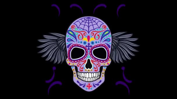 Holy Death Day Dead Mexican Sugar Skull — Stock Video