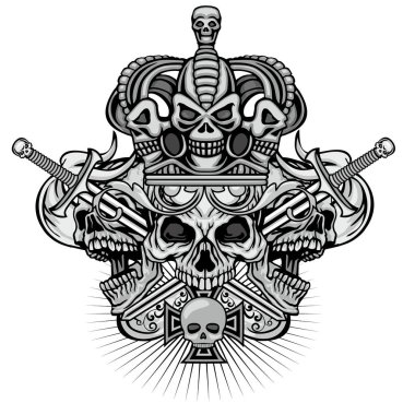 Boynuzlu kafatası ile gotik tabela, grunge vintage tasarım tişörtler