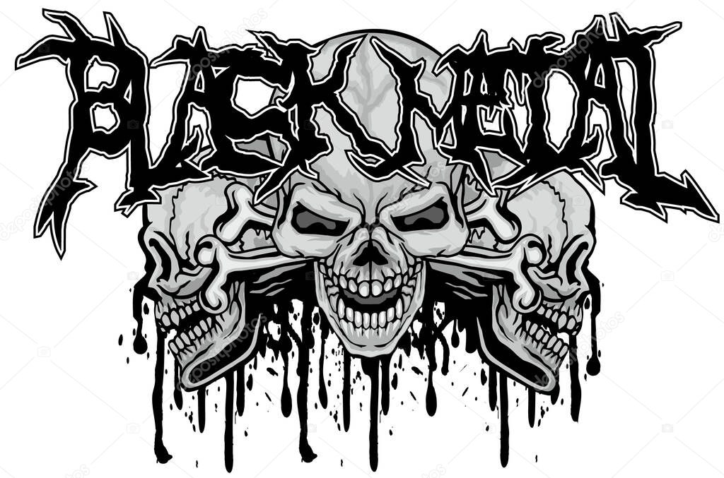 Gothic sign with horned skull, grunge vintage design t shirts