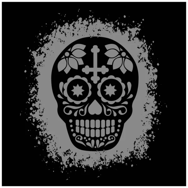 Святая Смерть День Мертвых Сахарный Череп Рубашки Винтажного Дизайна — стоковый вектор