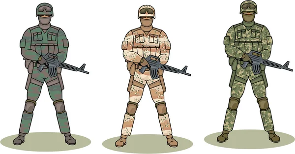 Soldiers in camouflage — Stock Vector