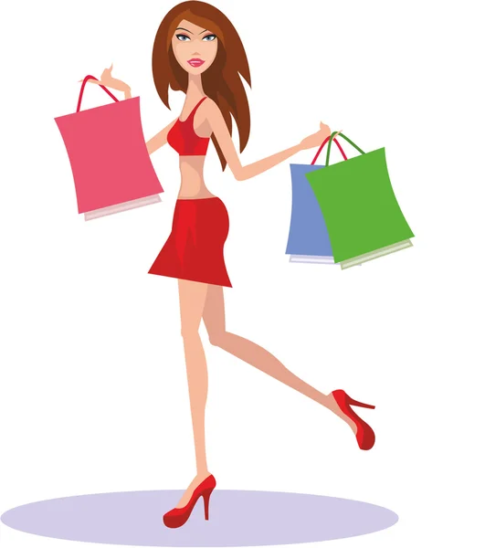 Chica de compras — Vector de stock