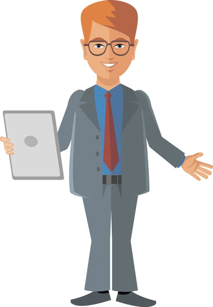 Hombre con tableta — Vector de stock