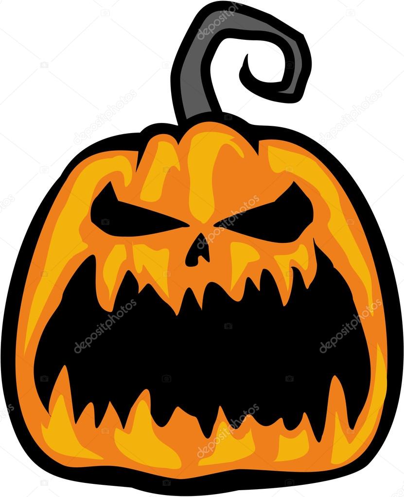 Halloweens scary pumpkin zomdie face