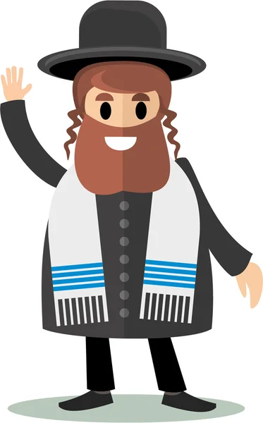 Rabbino ebreo piatto israeliano judaist hasid — Vettoriale Stock