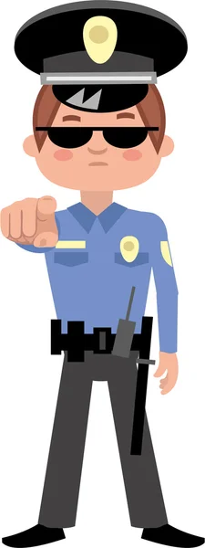 Platte politieagent man cartoon cop — Stockvector