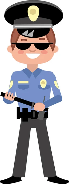 Flat police officer man cartoon cop — Stock Vector