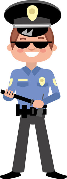 flat police officer man cartoon cop
