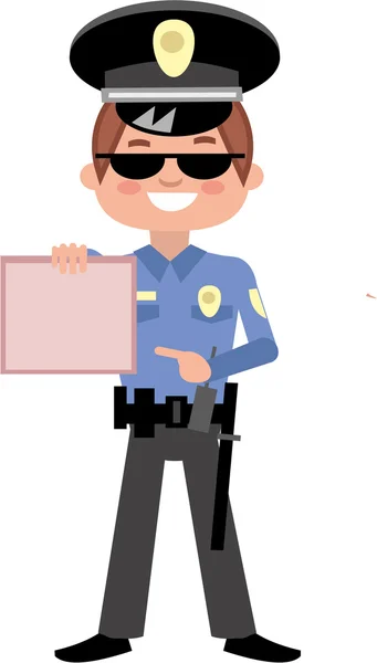 Flat police officer man cartoon cop — Stock Vector