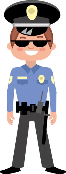 Platte politieagent man cartoon cop — Stockvector