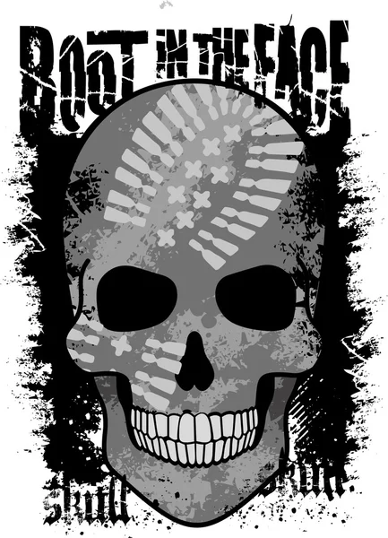 Grunge cranio, orrore, t-shirt dising — Vettoriale Stock