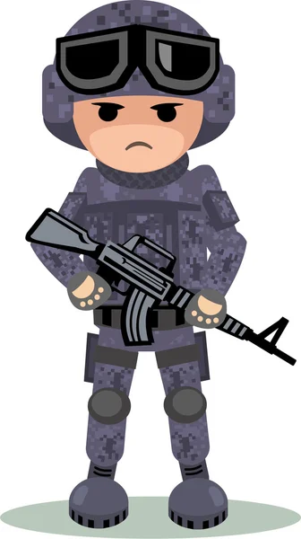 American soldier with a machine gun battle — Stock Vector