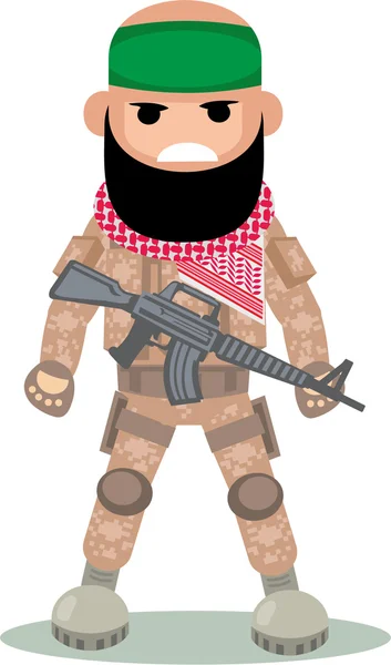 Soldado árabe combate rebelde — Vector de stock