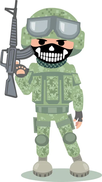 Soldado americano con una batalla de ametralladoras — Vector de stock