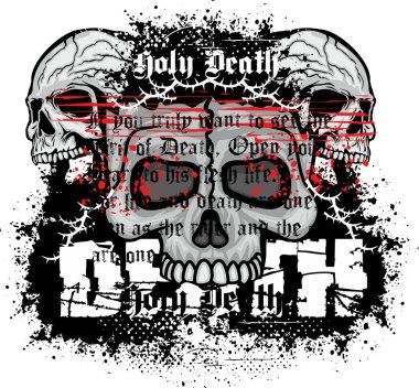 Grunge şeker kafatası t-shirt tasarım