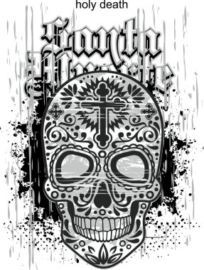 Grunge şeker kafatası t-shirt tasarım