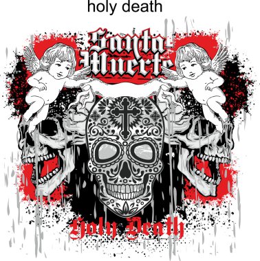 Grunge şeker kafatası t-shirt tasarım