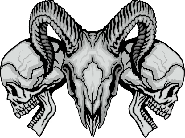 Cranio grunge, stemma — Vettoriale Stock