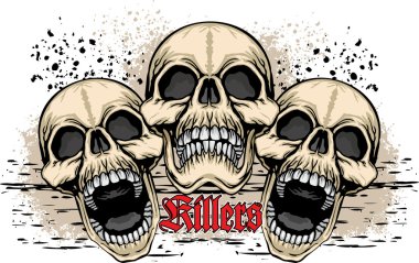 grunge skull coat of arms clipart