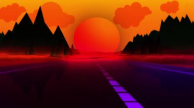 80 'lerin retro neon ışıkları döngü 3D animasyon 4K