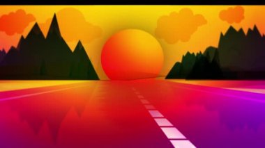 80 'lerin retro neon ışıkları döngü 3D animasyon 4K