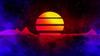 80 'lerin retro neon ışıkları döngü 3D animasyon 4K