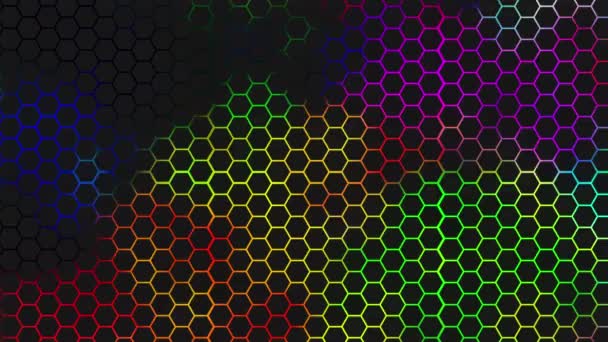 Абстрактная Шестиугольная Анимация Многоцветный Шаблон Гладкая Концепция — стоковое видео