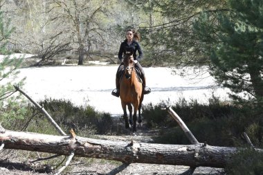 Genç kadın at binme