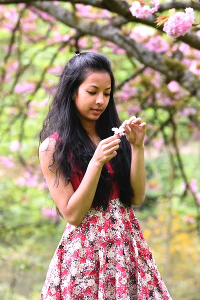 Genç kadın bir doğal park — Stok fotoğraf