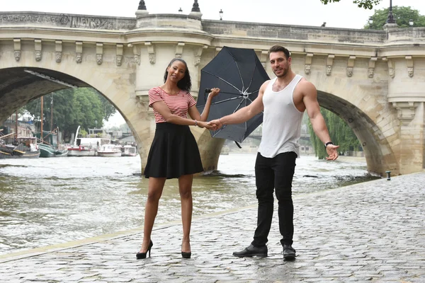 young couple in love in paris