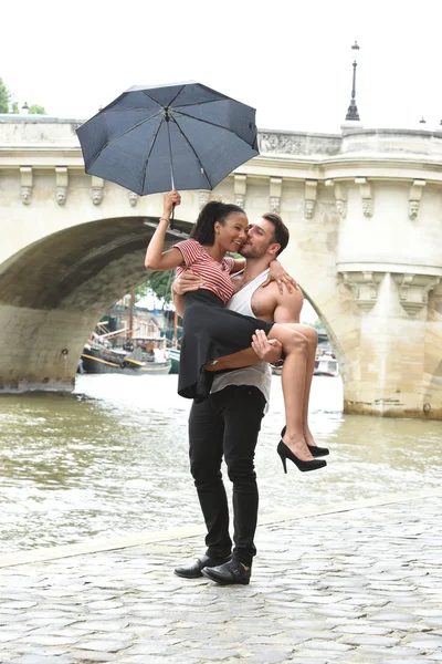 young couple in love in paris