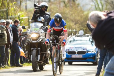 GIEN - FRANCE - Mart 2021: Paris yarışı sırasında Rémi cavagna 'nın fotoğrafı ve gien' in zaman denemesi