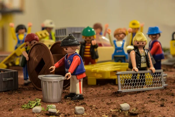 Melun Frankreich Juli 2021 Playmobil Ausstellung Über Die Arbeit Der — Stockfoto