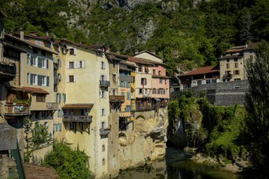 view on the town of pont en royans in the vercors clipart