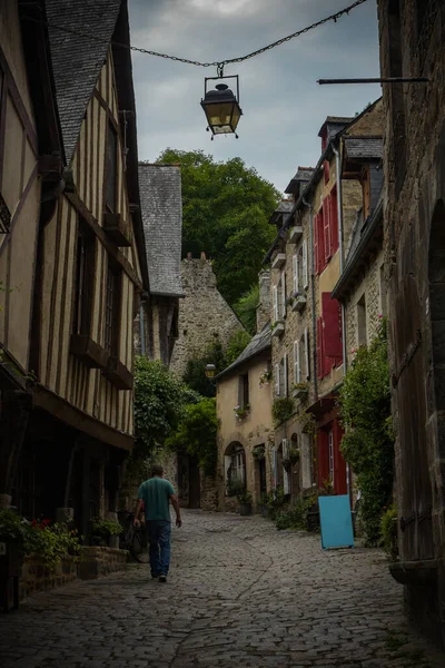 Gatufotografi Staden Dinan Bretagne Frankrike — Stockfoto