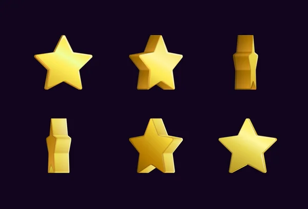 Animação de efeito de folha de sprite de uma estrela dourada girando cintilante e rotativa. Para efeitos de vídeo, desenvolvimento de jogos . — Vetor de Stock