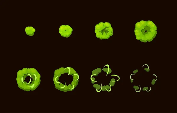 Animação em folha de sprite de explosão tóxica ácida dos desenhos animados — Vetor de Stock