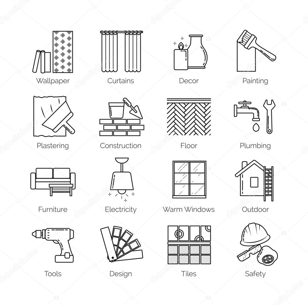 Thin Line Vector Icon Set Scribbled Stock Vector (Royalty Free