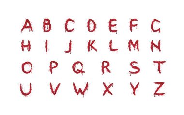 Kanlı Kırmızı ürkütücü latin alfabesi