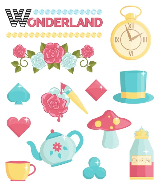 Wonderland magische droom illustraties set — Stockvector