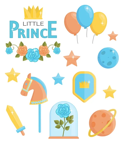 Cute little prince icons — Stock Vector